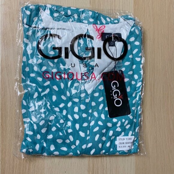 Gigio Spotted Sideways Seafoam White Polka Dot Dotted Romper Pockets New Medium - Picture 8 of 9